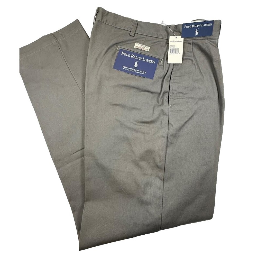 Vintage Polo Ralph Lauren Andrew Pleated Pants Men's 36x34 Gray/Green NWT READ